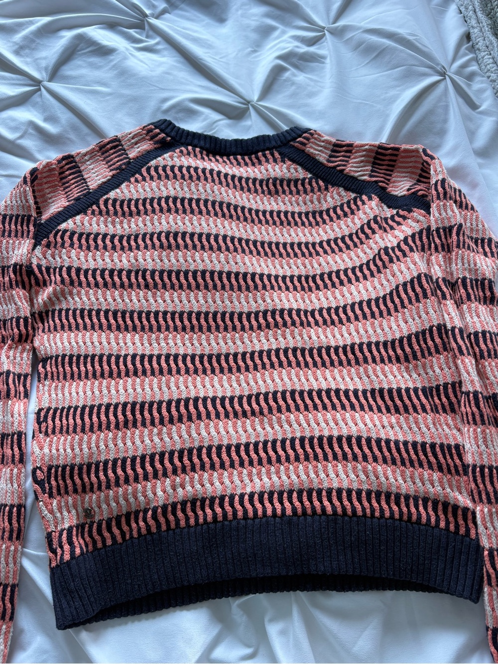 Lululemon Striped Knit Sweater in Coral and Navy Women’s Size Small